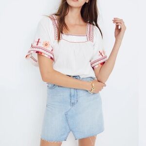 Cutout Edition Rigid Denim A-Line Mini Skirt